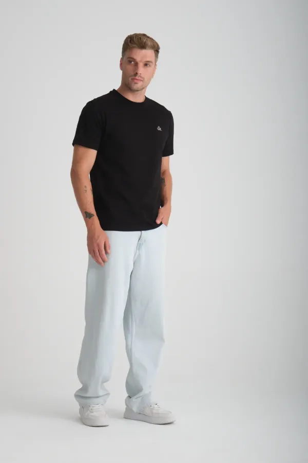 Erkek Regular Fit Yarım kollu T-Shirt Siyah