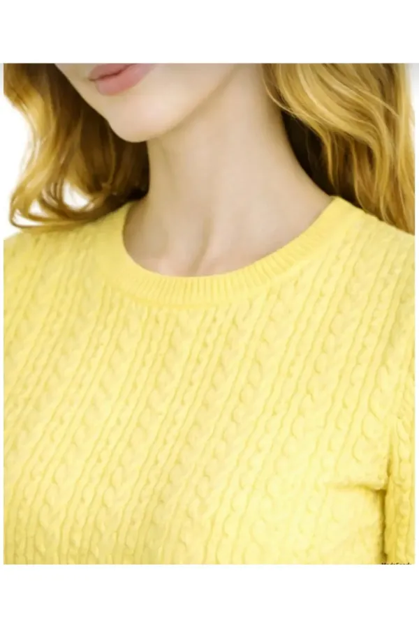 Yellow Short-Sleeved Crew Neck Slim Fit Women's T-shirt