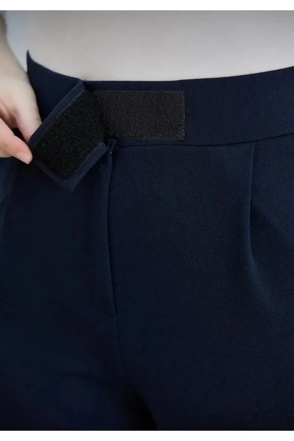 Pantalon palazzo noir en lycra pour femme avec fermeture velcro