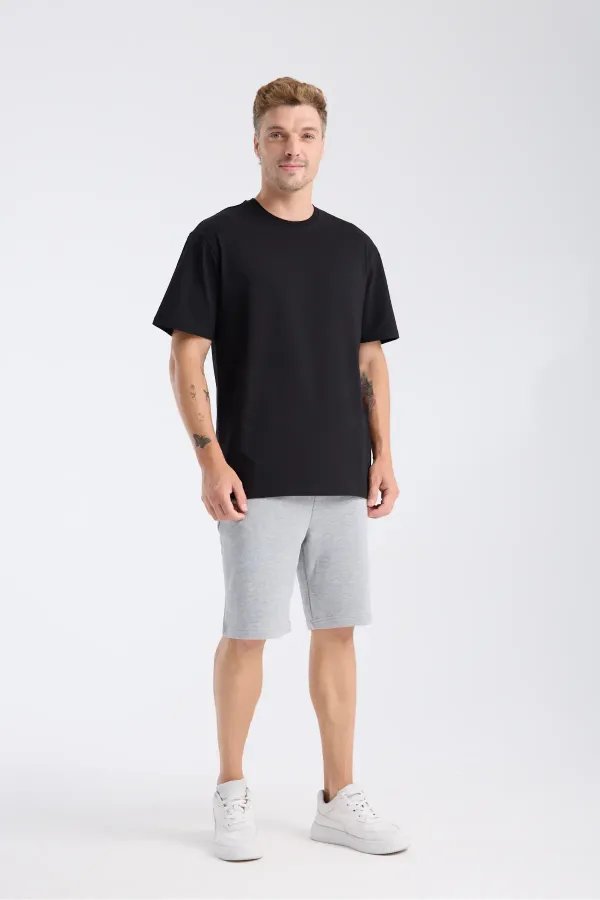 T-shirt à manches courtes pour homme, coupe ample, en tissu noir