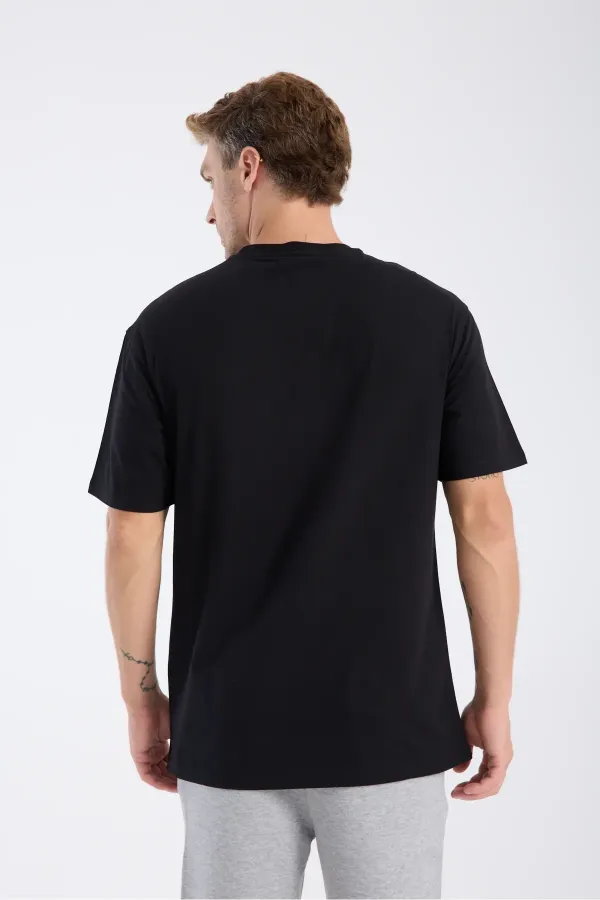 T-shirt à manches courtes pour homme, coupe ample, en tissu noir