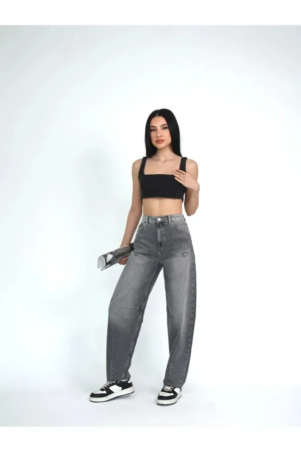 Women's Cropped Leg High Waist Balloon Jeans