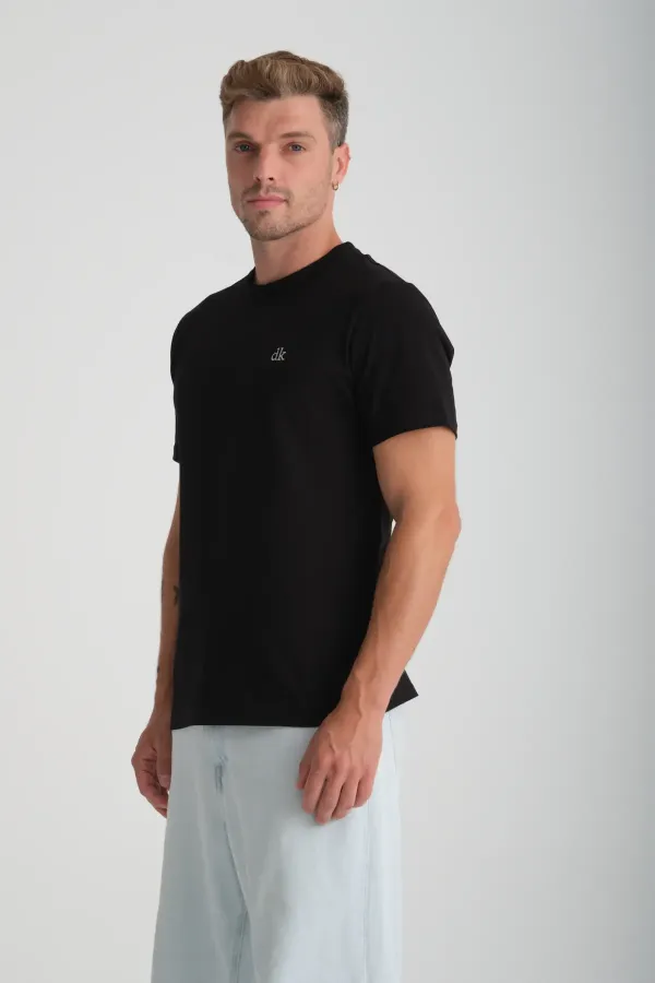 Erkek Regular Fit Yarım kollu T-Shirt Siyah