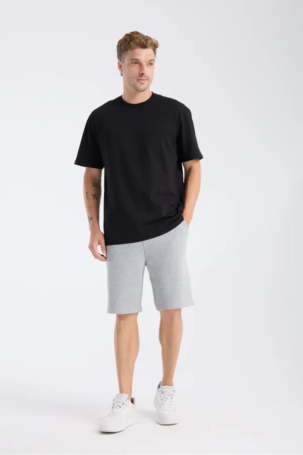 T-shirt à manches courtes pour homme, coupe ample, en tissu noir