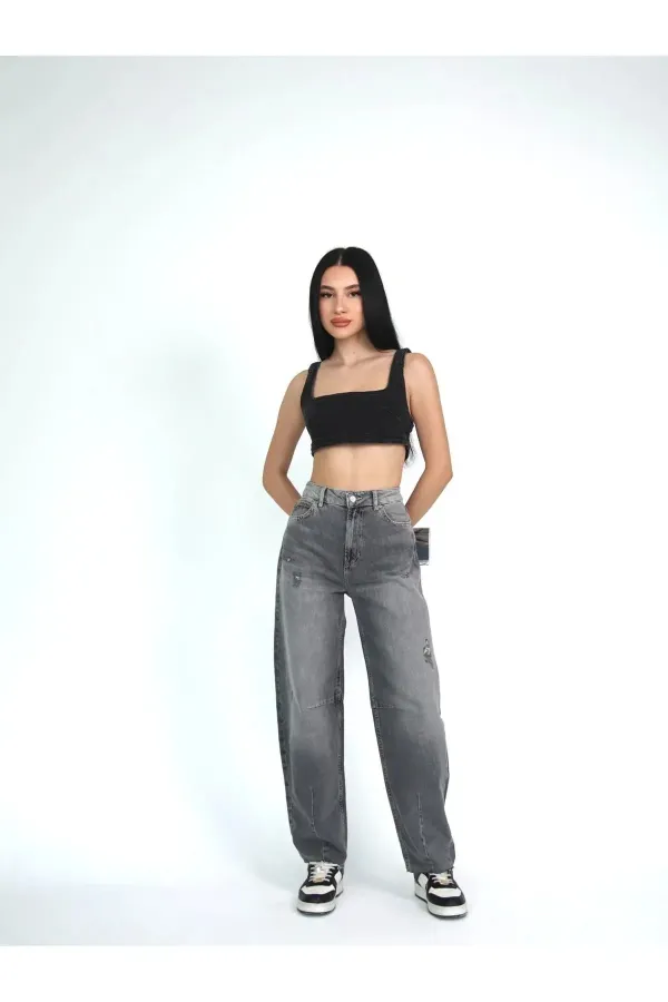 Women's Cropped Leg High Waist Balloon Jeans