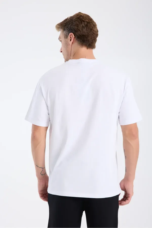 T-shirt blanc à manches courtes et coupe ample pour homme