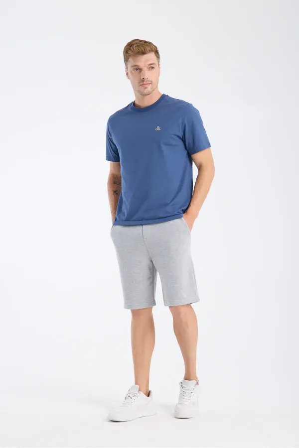 T-shirt à manches courtes pour homme, coupe classique, indigo