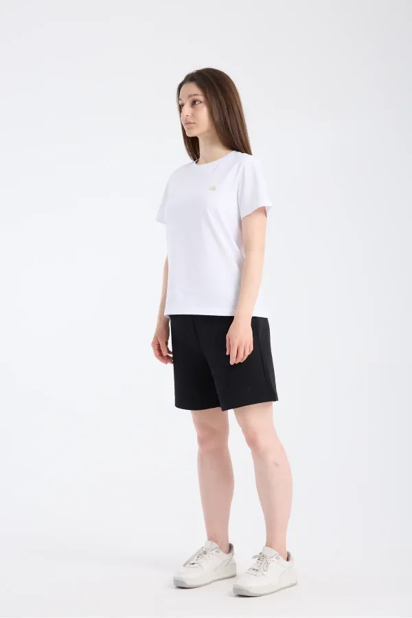 T-shirt blanc à manches courtes pour femme, coupe classique
