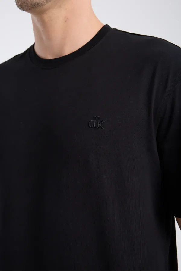 T-shirt à manches courtes pour homme, coupe ample, en tissu noir