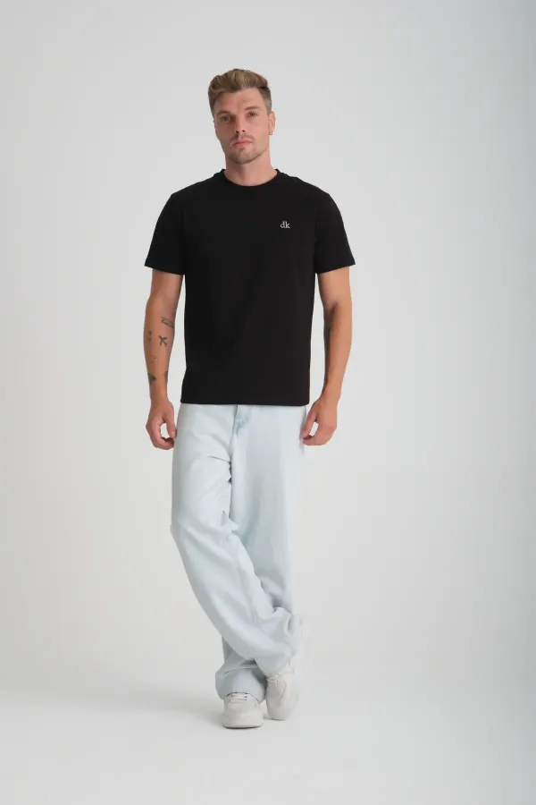 Erkek Regular Fit Yarım kollu T-Shirt Siyah