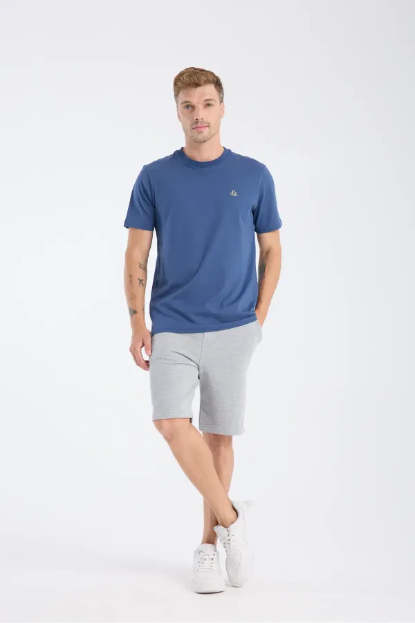 T-shirt à manches courtes pour homme, coupe classique, indigo