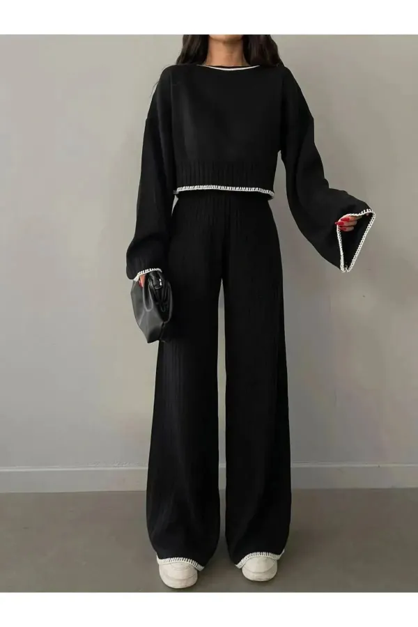 Ensemble en maille noire pour femme