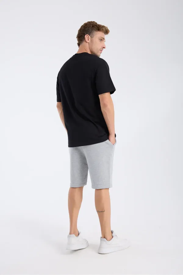 T-shirt à manches courtes pour homme, coupe ample, en tissu noir