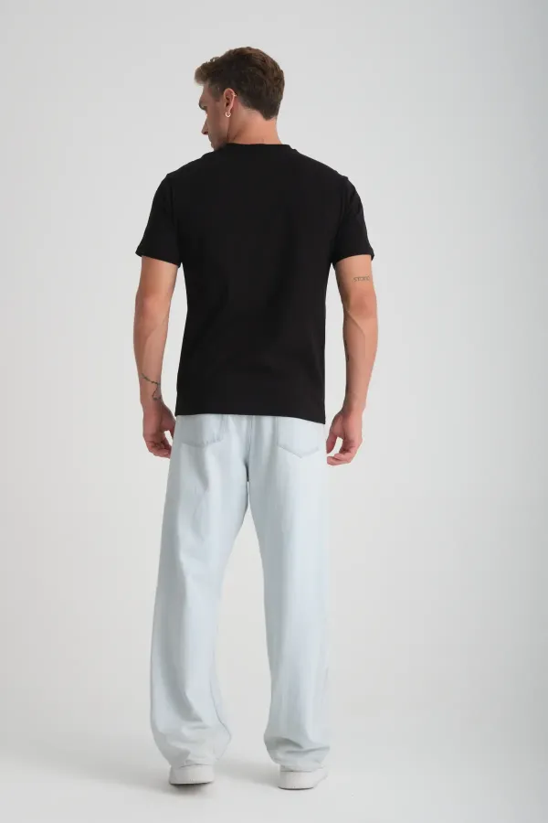 Erkek Regular Fit Yarım kollu T-Shirt Siyah
