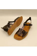 Asta Black Leather Flat Women's Sandals