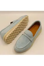 Carle Blue Suede Women's Loafer Shoes