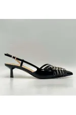 Chaussures à talons hauts Sedare en cuir véritable noir avec boucle