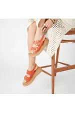 Amethyst Exclusive Stable Orange Suede Platform Women's Sandals | Buckle & Non-Slip Sole for Summer Elegance