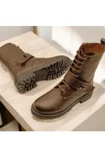 Bottes pour femmes en cuir couleur café pierre