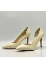 Nadin 100% Genuine Leather Beige Stiletto – Neolite Sole, Low-Cut Design