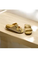 Mina Kışlık Ortopedik Bej Kadın Terlik