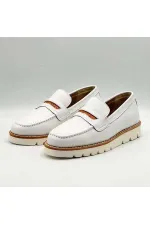 Malta White Genuine Leather Women's Loafer Shoes