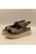 Venus Black Leather Platform Sandals