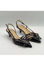 Chaussures à talons hauts Sedare en cuir véritable noir avec boucle