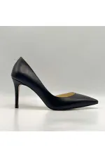 Nadin 100% Genuine Leather Black Stiletto – Neolite Sole, Open-Neck Design