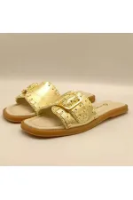 Authentic Gold Leather Women's Slippers