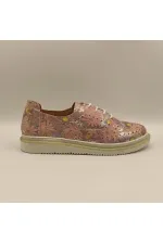 Jenny Powder Pink Leather Floral Pattern Women's Sneaker