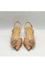 Chaussures à talons hauts Sedare en cuir véritable nude avec boucle