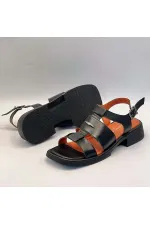 Lucia Siyah Gerçek Deri Kadın Sandalet