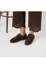 Alba Acı Kahve Hakiki Deri Süet Kadın Günlük Ayakkabı • Hafif Termo Taban, Ayarlanabilir Cırtlı Bant