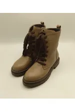 Reneta Vizon Gerçek Deri Kadın Bot – Termo Kaymaz Taban, Bağcıklı & Fermuarlı