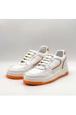 Pia Orange and White Patterned Women's Sneakers