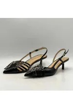 Chaussures à talons hauts Sedare en cuir véritable noir avec boucle