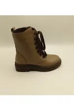 Reneta Vizon Gerçek Deri Kadın Bot – Termo Kaymaz Taban, Bağcıklı & Fermuarlı