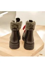 Snow Black Leather Fur-Lined Women's Boots
