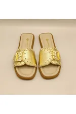 Authentic Gold Leather Women's Slippers