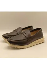 Carle Siyah Deri Kadın Loafer Ayakkabı