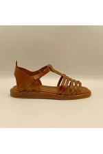 Asta Taba Deri Düz Kadın Sandalet