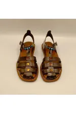 Cali Brown Leather Flat Women's Sandals
