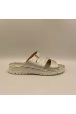 Alda Silver Leather Comfort Women's Slippers