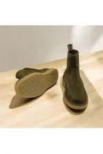 Bottes Chelsea pour femmes en daim kaki Kale