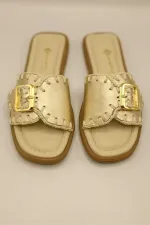 Authentic Matte Gold Leather Slippers