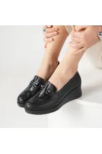 PENA Black Snake Print Genuine Leather Women's Casual Shoes