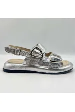 Amethyst Exclusive Siesta Silver Genuine Leather Women's Sandals