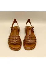 Asta Taba Deri Düz Kadın Sandalet