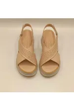 Athena Pudra Deri Dolgu Topuk Sandalet